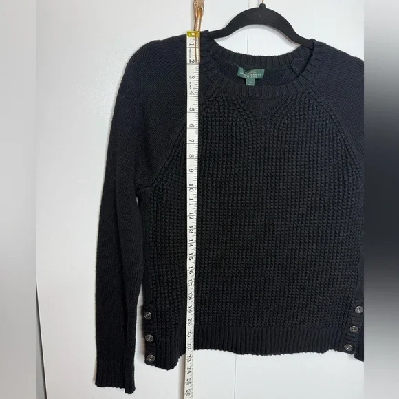 Lauren Ralph Lauren - Black Knit Sweater with buttons - Size Medium - Picture 6 of 7